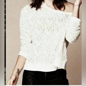 Free People Gray and Cream Sweater